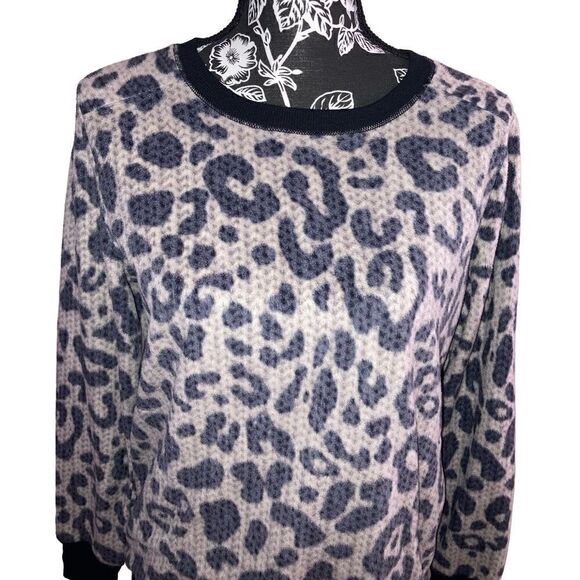 Simply Vera Leopard Sweater Cheetah Animal Print Soft Pajamas Sleep Loungewear - Picture 9 of 9